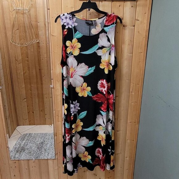 Ranee's Dresses & Skirts - Renee Attitudes Black Floral Maxi Dress 2X #maxidress